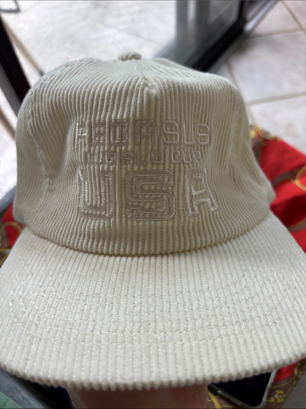 Pegasus World Cup USA Horseracing Hat Corduroy Cap - Cream